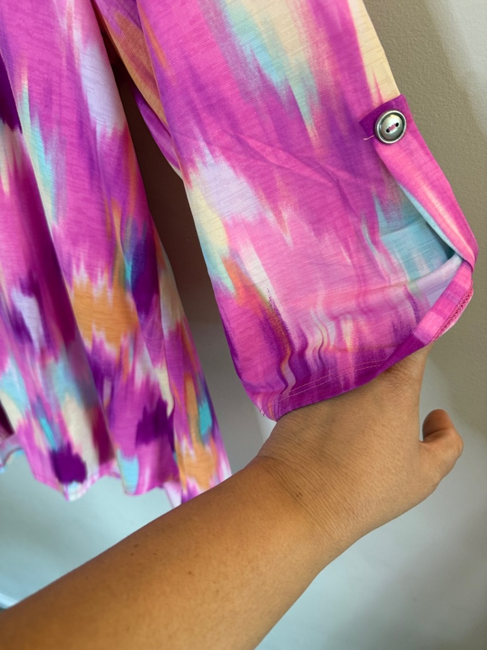 NWT - Dear Scarlet Pink Purple & Teal Abstract Print Tunic-Sizes XL, 2XL and 3XL - Picture 3 of 5